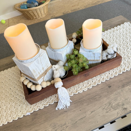 DIY Rustic Candle Holders With Beaded Garland
