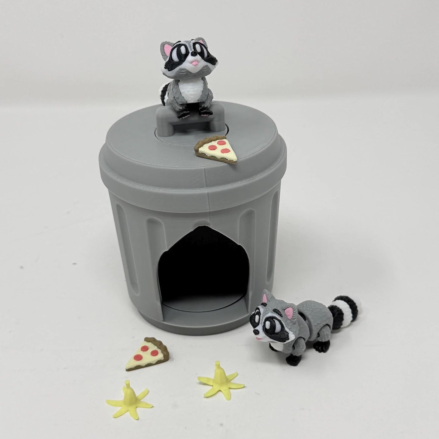 Raccoons With Trashcan