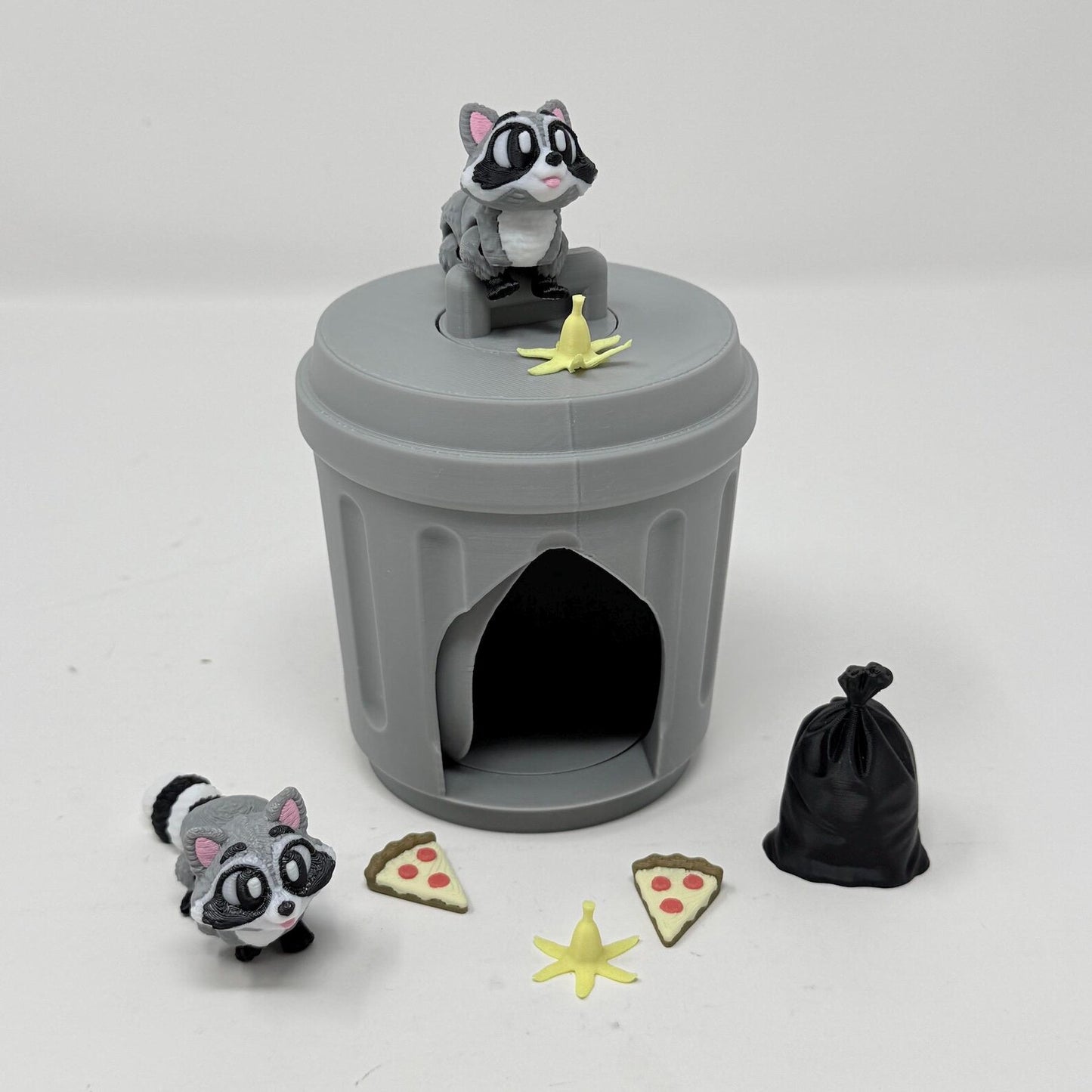 Raccoons With Trashcan