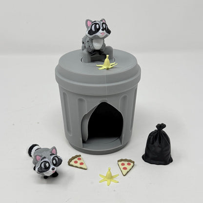 Raccoons With Trashcan