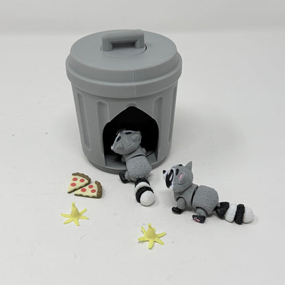 Raccoons With Trashcan