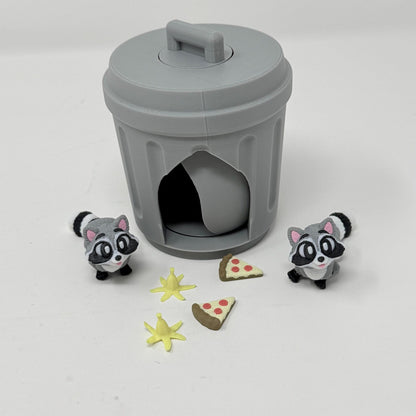 Raccoons With Trashcan