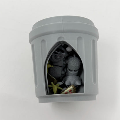 Raccoons With Trashcan